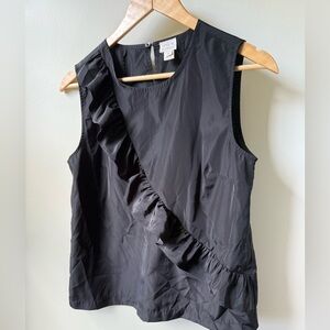 J‎ CREW FACTORY Black Ruffle Sleeveless Blouse Whimsigoth Feminine Classic 6